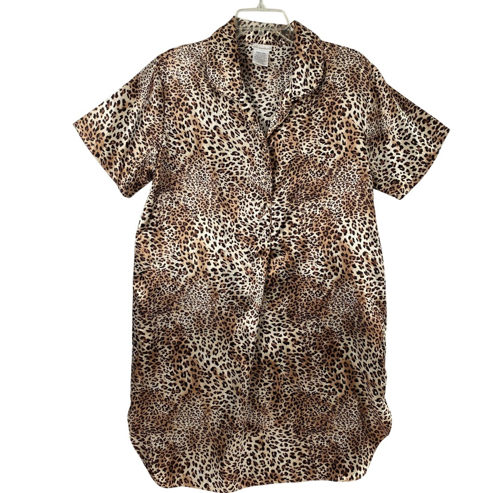 Secret Treasures Leopard Print Sleep Shirt Womens Small Animal Print Nightgown